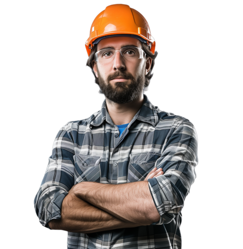 Homme debout avec un casque